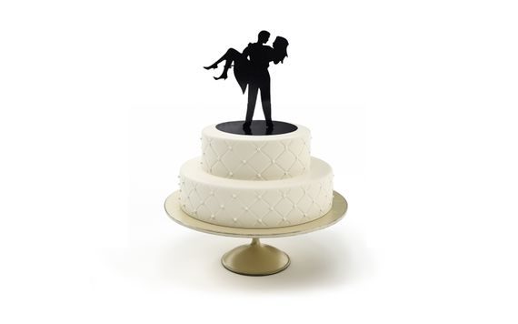 SILHOUETTE OF NEWLYWEDS IN ARMS - WEDDING CAKE FIGURES