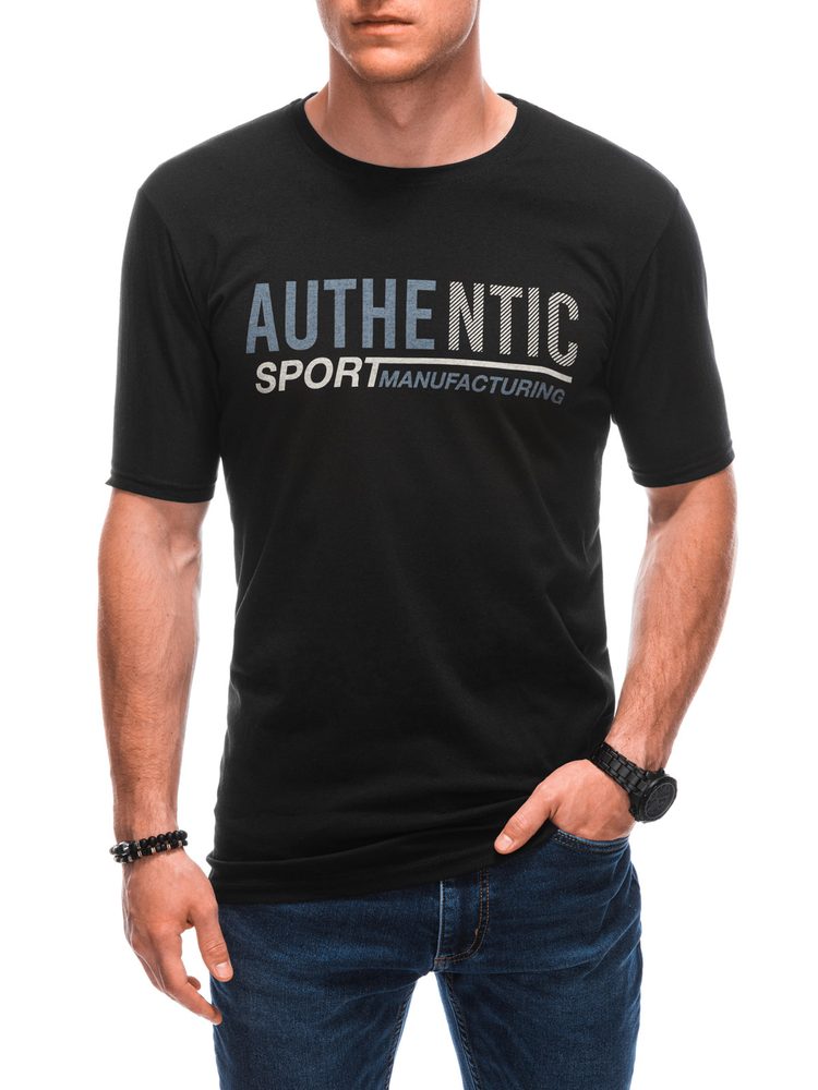 Pánske tričko s krátkym rukávom s jedinečným popisom čierne
