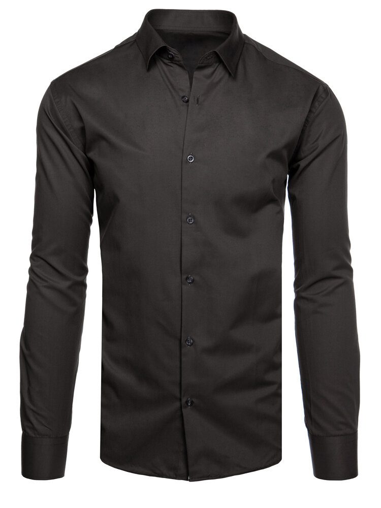 Trendy pánska košeľa s dlhým rukávom čierna