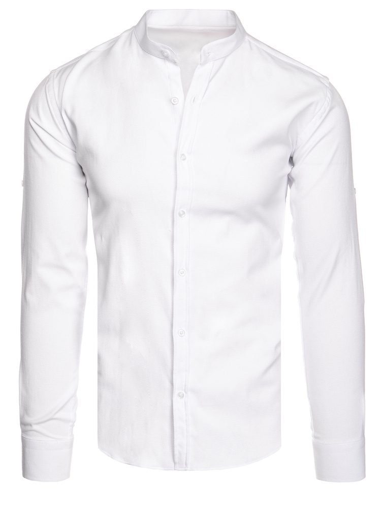 Módna košeľa pre pánov so stojačikom - biela