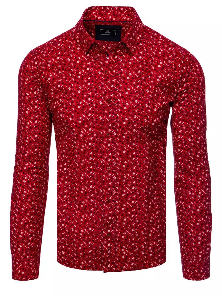 Vzorovaná pánska košeľa - červená