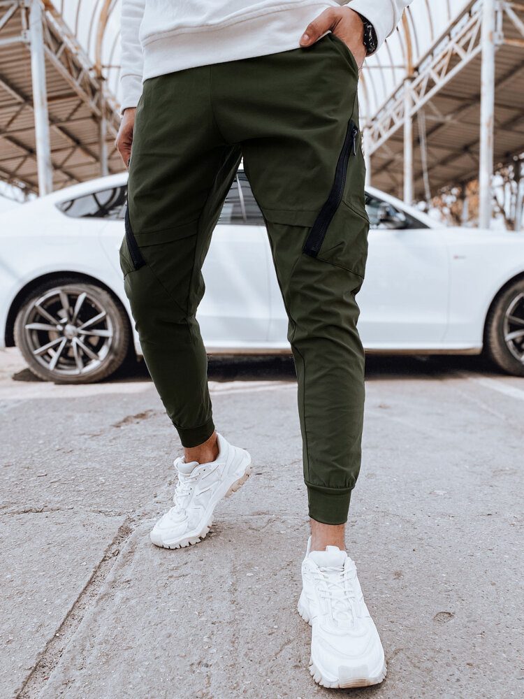 Trendy jogger kapsáčové nohavice pre pánov zelené