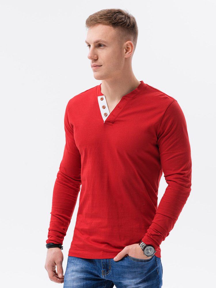Pánske tričko s dlhým rukávom v červenej farbe
