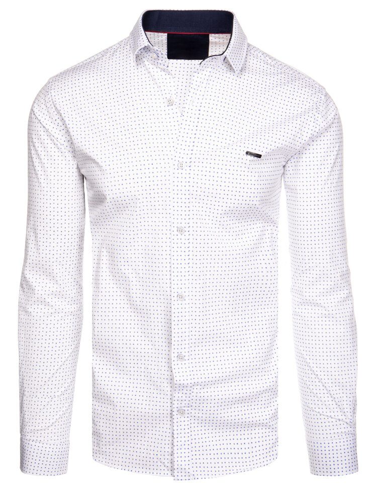 Pánska trendy košeľa so vzorom - biela