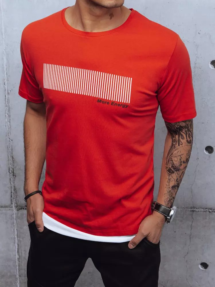 Moderné tričko s krátkym rukávom a potlačou červené-muži