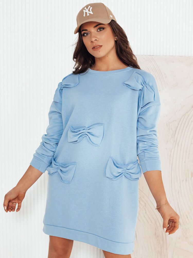 Modré šaty s ozdobnými mašľami Gastor