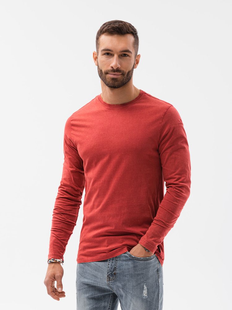 Červené štýlové tričko s dlhým rukávom L131