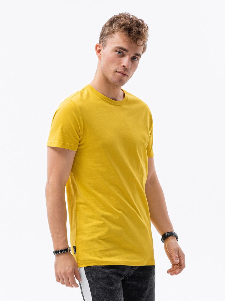 Jednoduché tričko s krátkym rukávom žlté-muži
