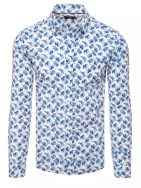 Biela košeľa s modrým trendy vzorom