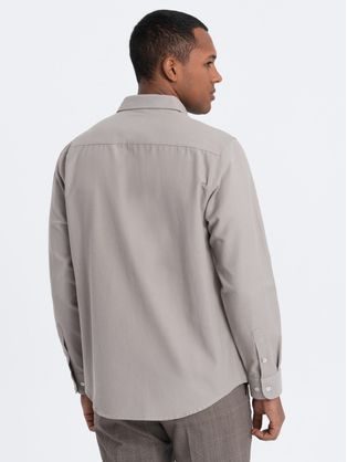 Ležérna šedá melírovaná košeľa s vreckom V3 SHCS-0148