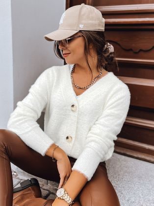 Dámsky biely sveter s potlačou Clover