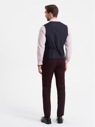 Jednoradové módne pánske sako v granátovej farbe