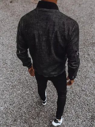 Trendy pánska čierna prešívaná bunda