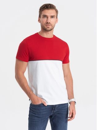 Originálne dvojfarebné tričko červeno - biele V6 S1619