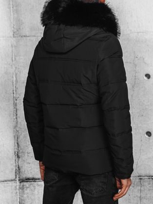 Štýlová čierna pánska prešívaná zimná bunda