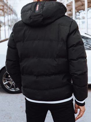Štýlová čierna pánska prešívaná zimná bunda