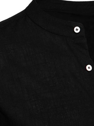 Módna čierna jednofarebná košeľa s krátkym rukávom