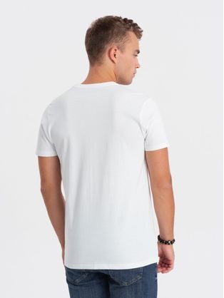 Jedinečné biele tričko s trendy motívom V1 TSPT-0165