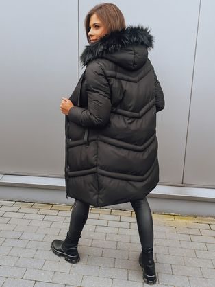 Čierny dámsky kabát v trendy prevedení Atens