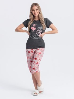 Trendy grafitovo rúžové dámske pyžamo ULR114