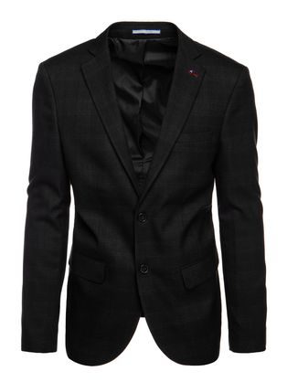 Čierne kárované sako v módnom štýle