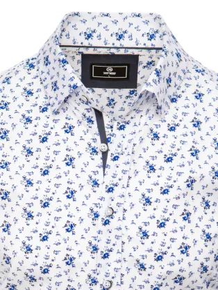 Biela košeľa s modrým florálnym vzorom