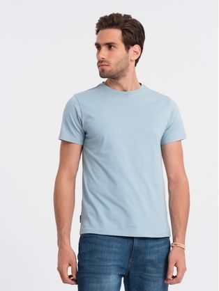 Bavlnené klasické svetlo modré tričko s krátkym rukávom V12 TSBS-0146