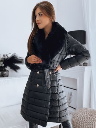 Čierny dámsky kabát v trendy prevedení Atens