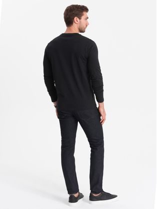 Čierne štýlové tričko s dlhým rukávom L131