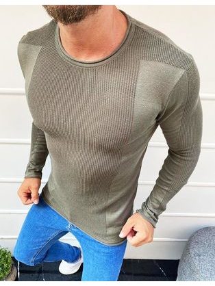 Senzačný sveter v khaki farbe