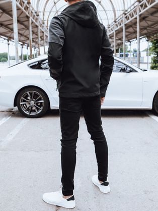 Čierna motorkárska kožená bunda