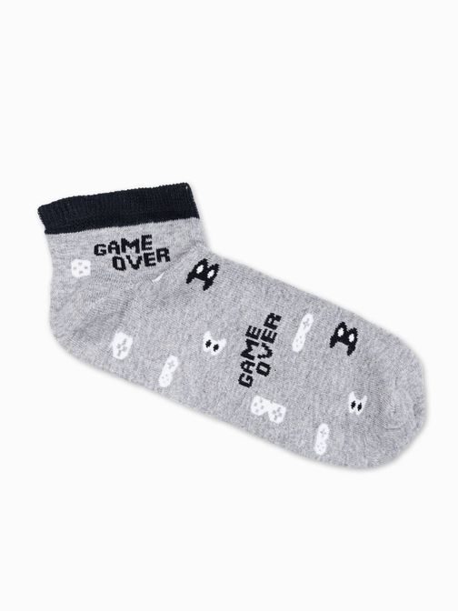 Veselé šedo-čierne ponožky Game over U177