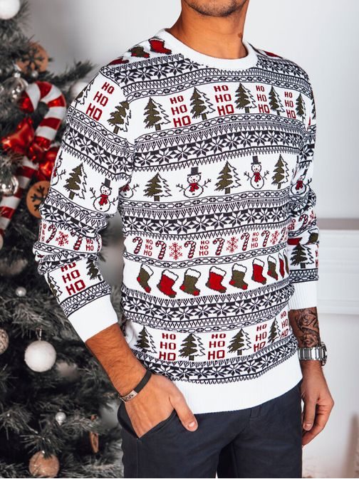 Originálny biely vianočný sveter
