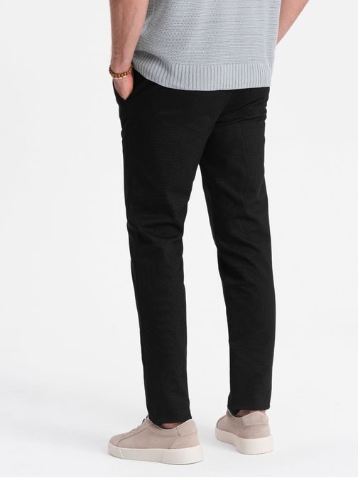 Čierne chinos nohavice s jemnou textúrou V5 PACP-0188