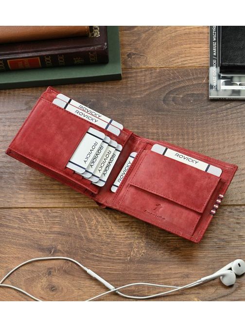 Originálna červená kožená peňaženka pre pánov