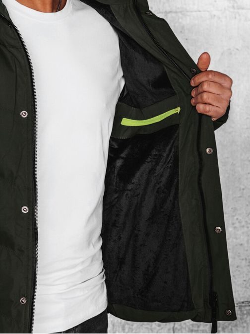 Trendová zelená pánska bunda s ozdobnými prvkami