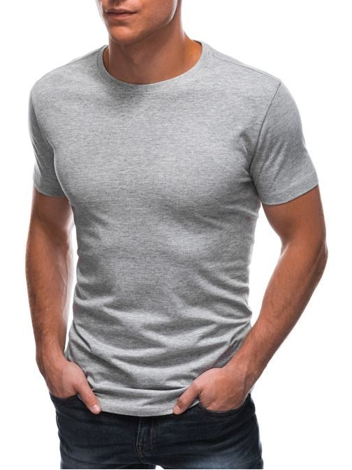Šedé melírované bavlnené tričko s krátkym rukávom TSBS-0100