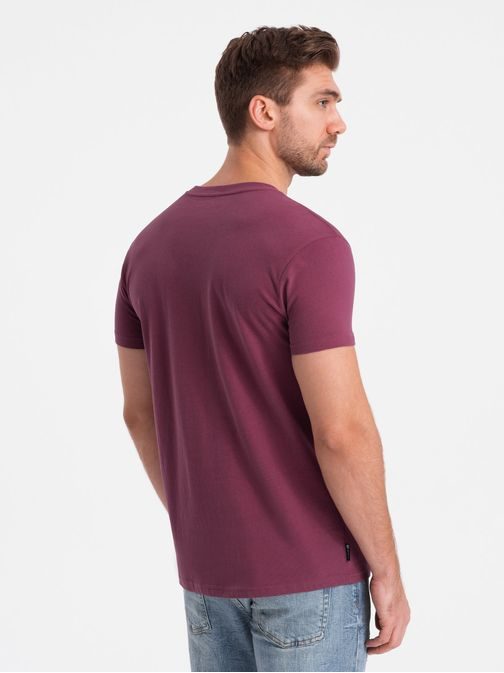 Trendy tričko s ozdobným vreckom tmavo ružové V5 TSCT-0109