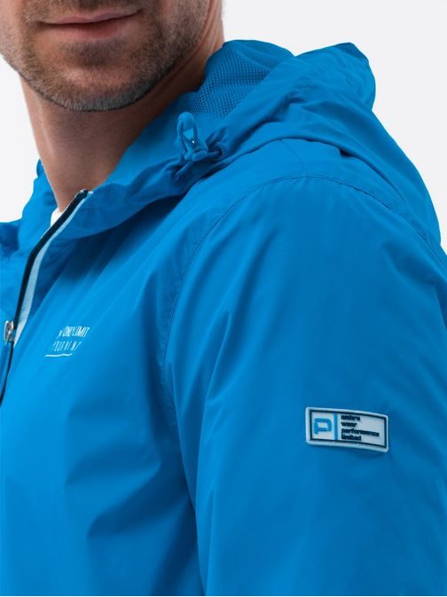 Jedinečná prechodná bunda s kapucňou v modrej farbe P0110-V2