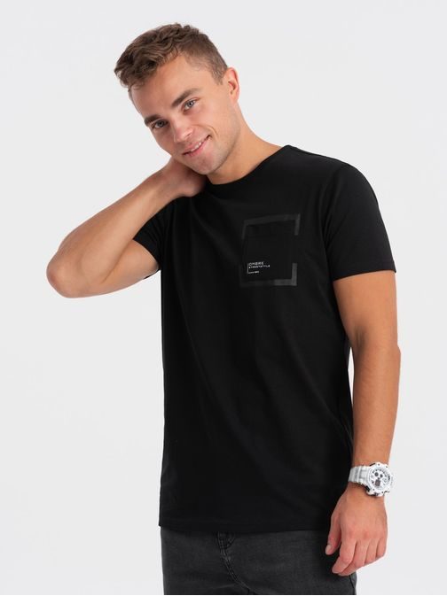 Zaujímavé tričko s ozdobným vreckom čierne V1 TSPT-0154