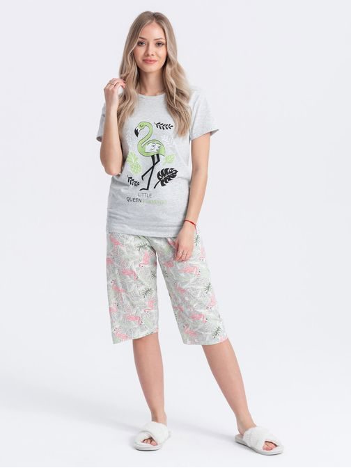 Trendy šedo zelené dámske pyžamo ULR160