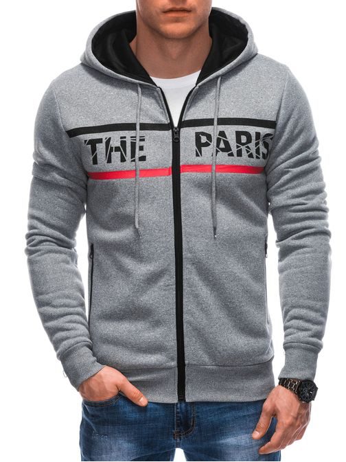 Trendy šedá mikina s kapucňou PARIS B1625