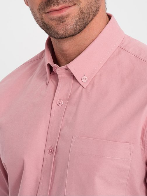 Ležérna ružová košeľa s vreckom V3 SHOS-0153