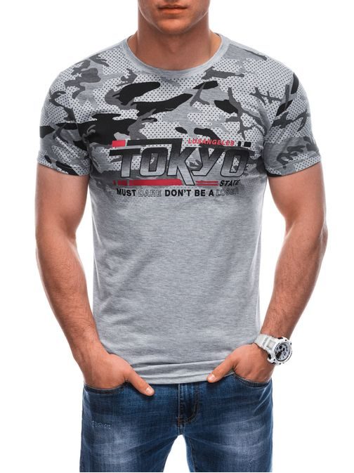 Šedé tričko s nápisom Tokyo S1925
