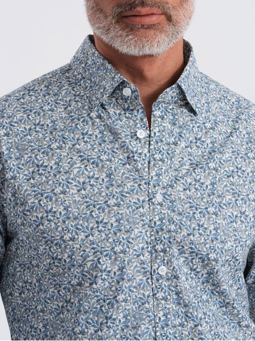 Svetlá modrá košeľa s kvetinovým vzorom V1 SHPS-0163