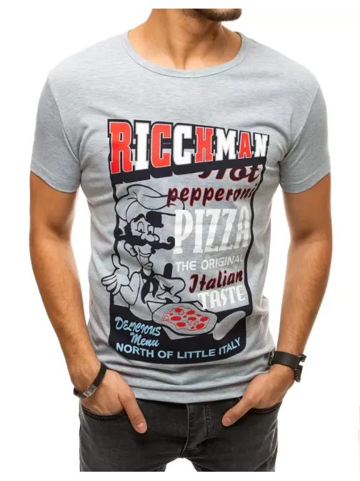 Originálne šedé tričko Pizza