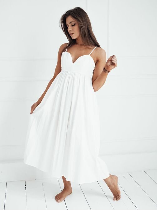 Elegantné midi šaty v bielej farbe Eliene