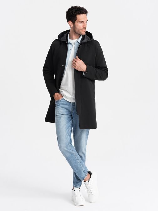 Trendy čierny pánsky kabát V2 COSC-0112