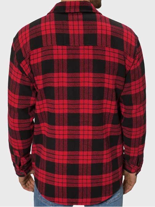 Flanelová červeno-čierna károvaná košeľa na zips B/20402056