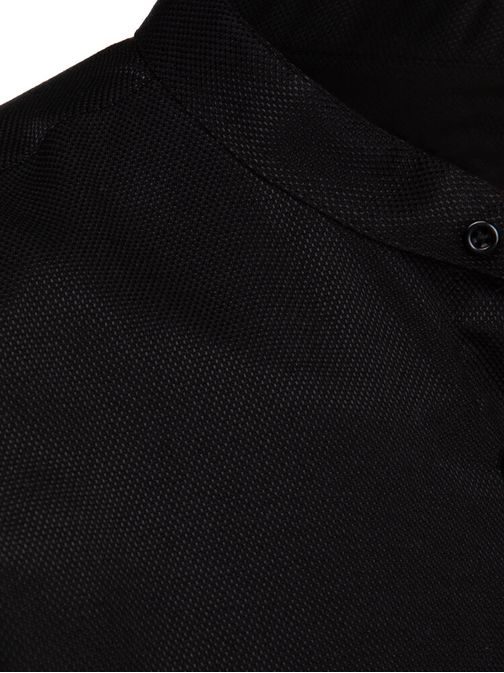 Krásna čierna pánska košeľa so stojačikom
